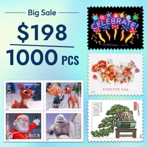 Special Price: $198 Get 1000 Forever Stamps, Various Styles On Sale, can Mail Letters, Envelopes and Others