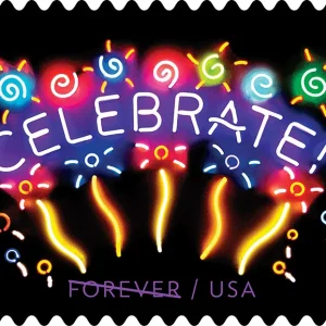 Forever Stamps 2015 Neon Celebrate – Festive Greetings, First-Class Postage